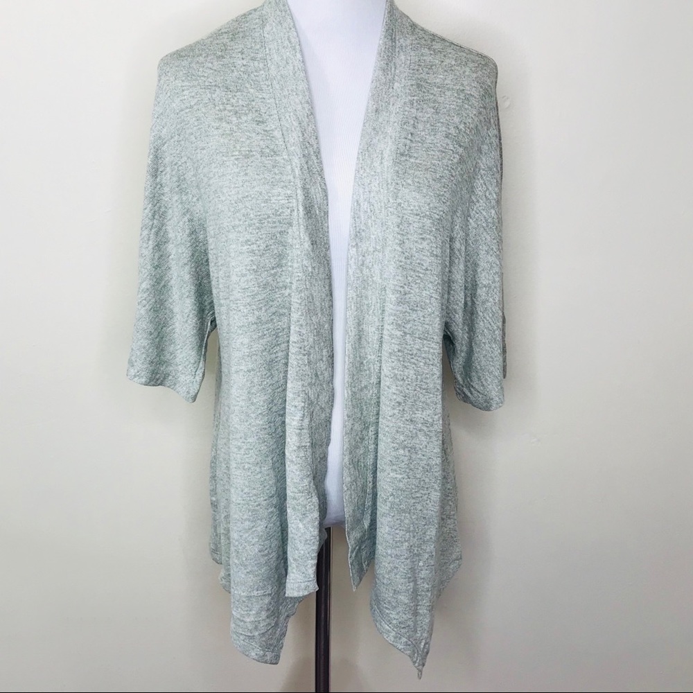 H by‎ Halston Green Heather Open Front Cardigan XS